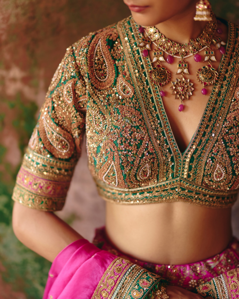 Gulrez Chevron Multi Coloured Lehenga With Dupatta