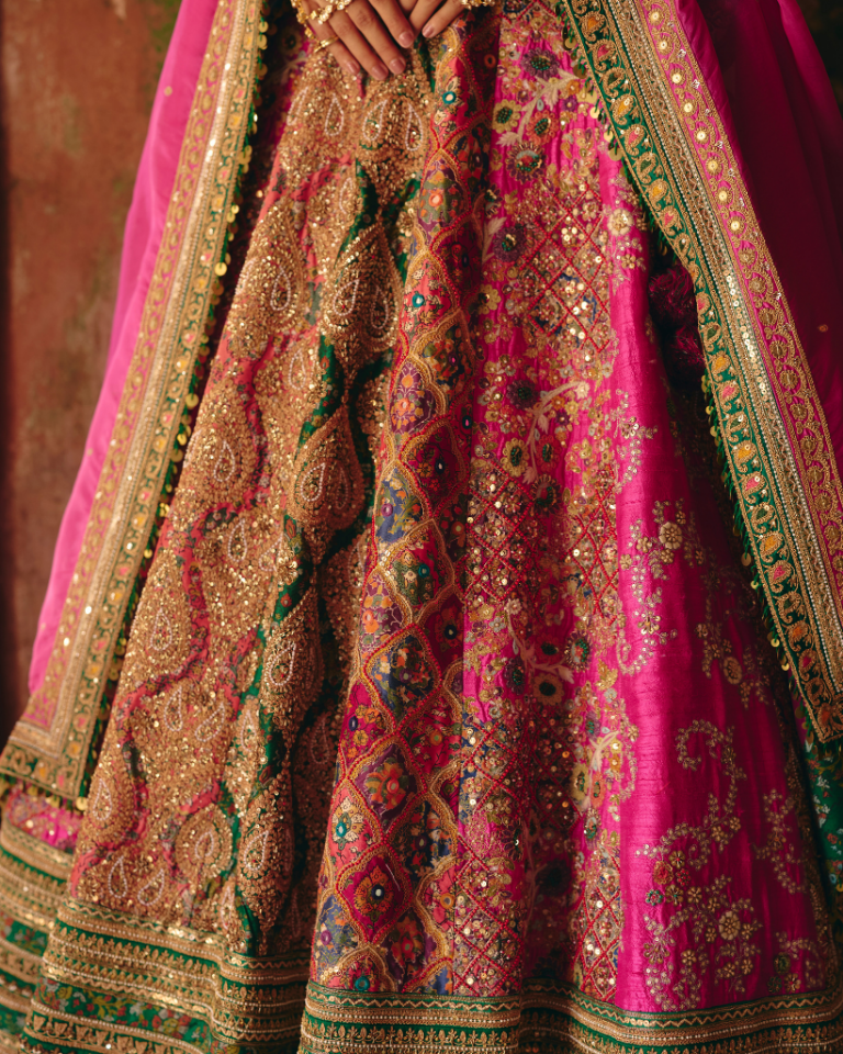Gulrez Chevron Multi Coloured Lehenga With Dupatta
