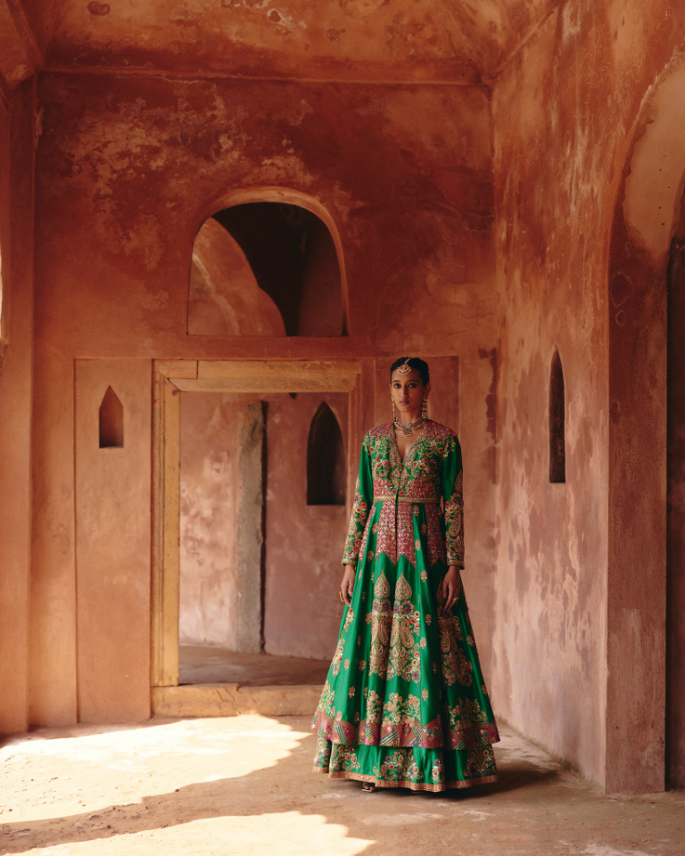 Gulrez Double Layered  Kalidar With Organza Dupatta