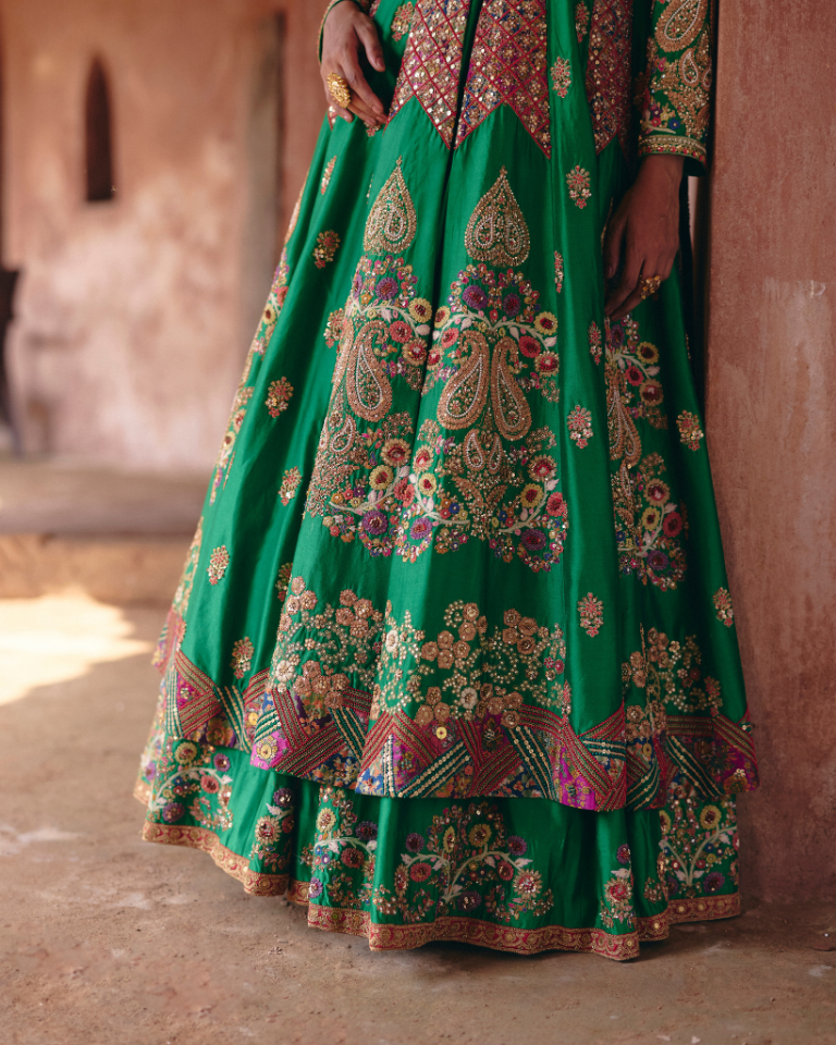 Gulrez Double Layered  Kalidar With Organza Dupatta