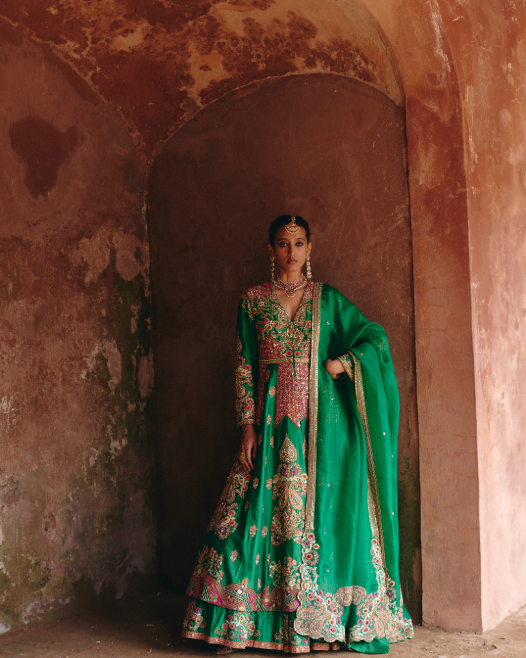 Gulrez Double Layered  Kalidar With Organza Dupatta