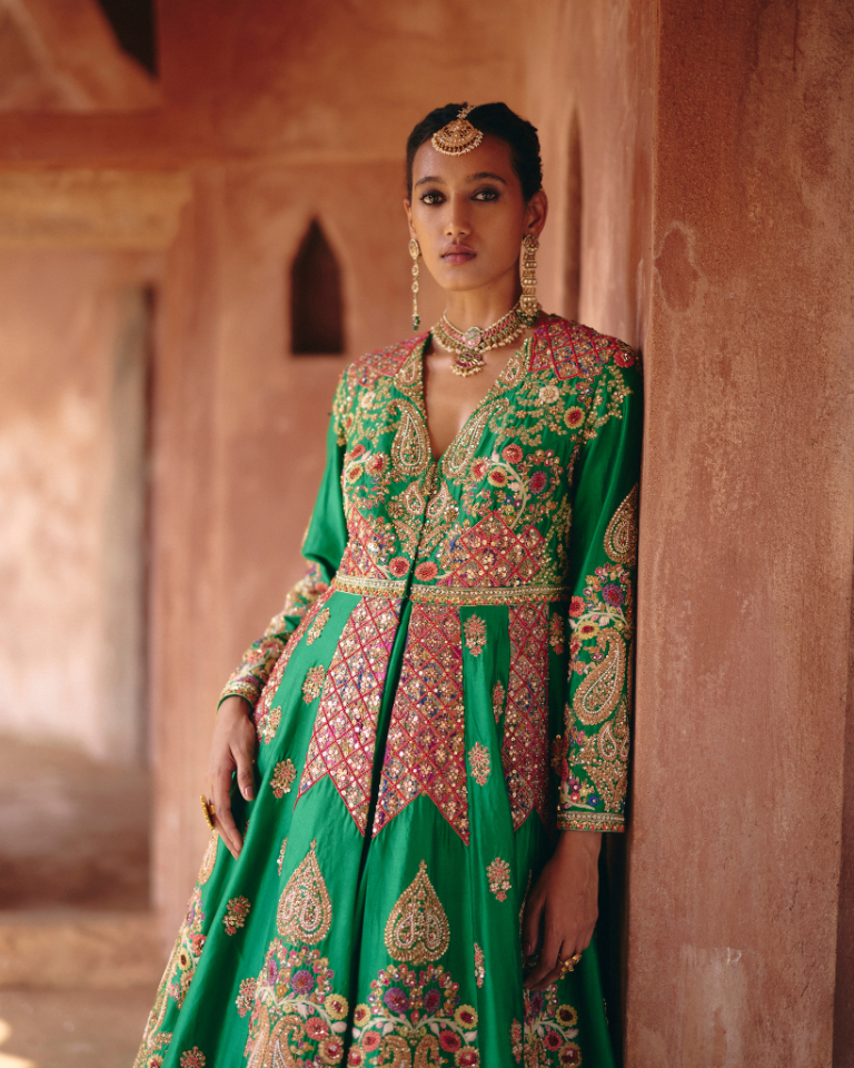 Gulrez Double Layered  Kalidar With Organza Dupatta