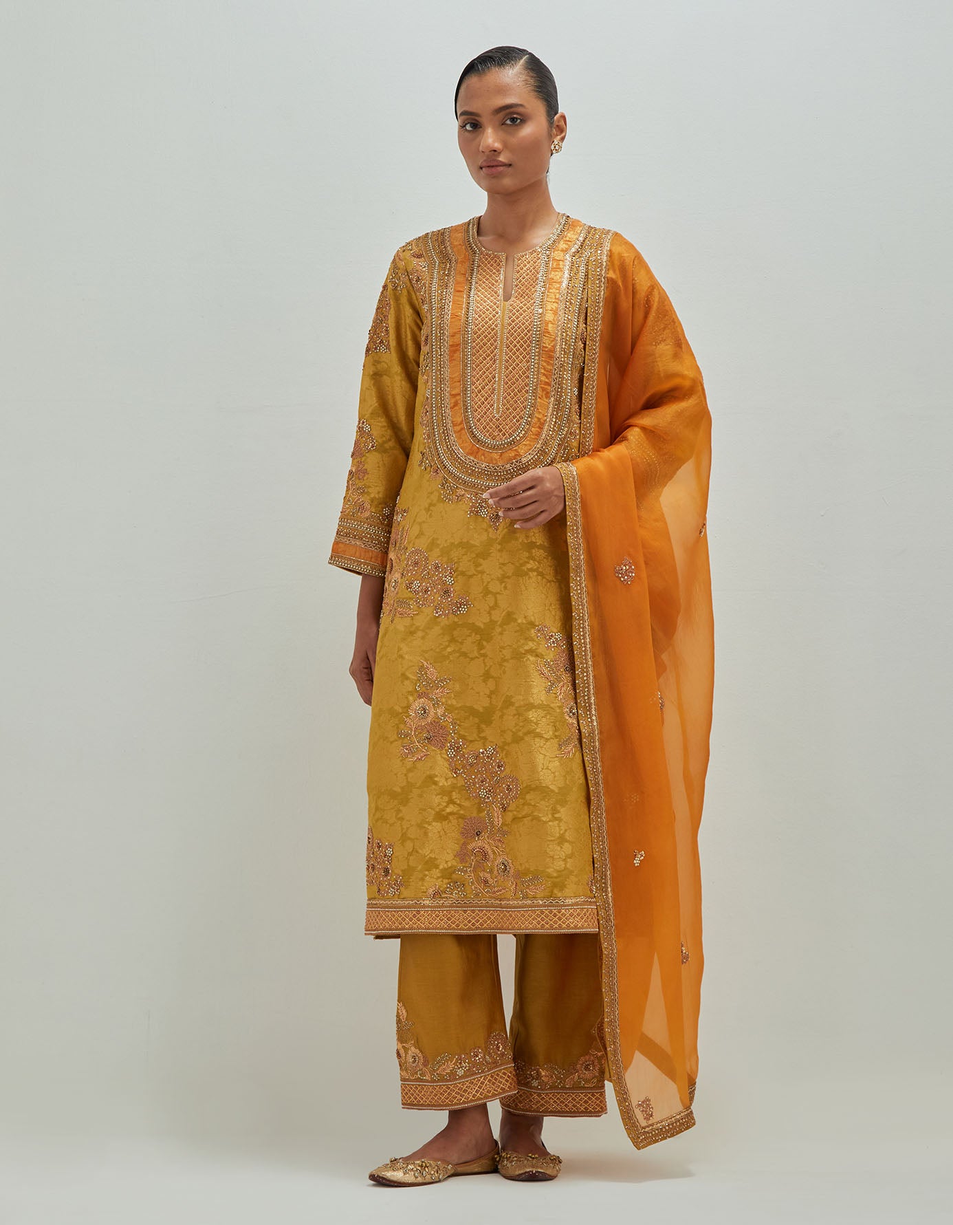 A- Line Brocade kurta set