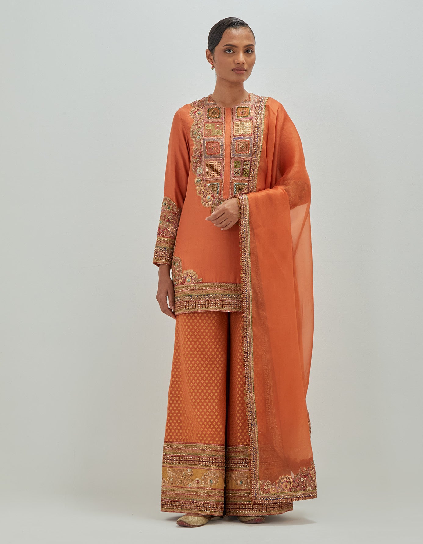 Short Kurta with Brocade Sharara Dupatta