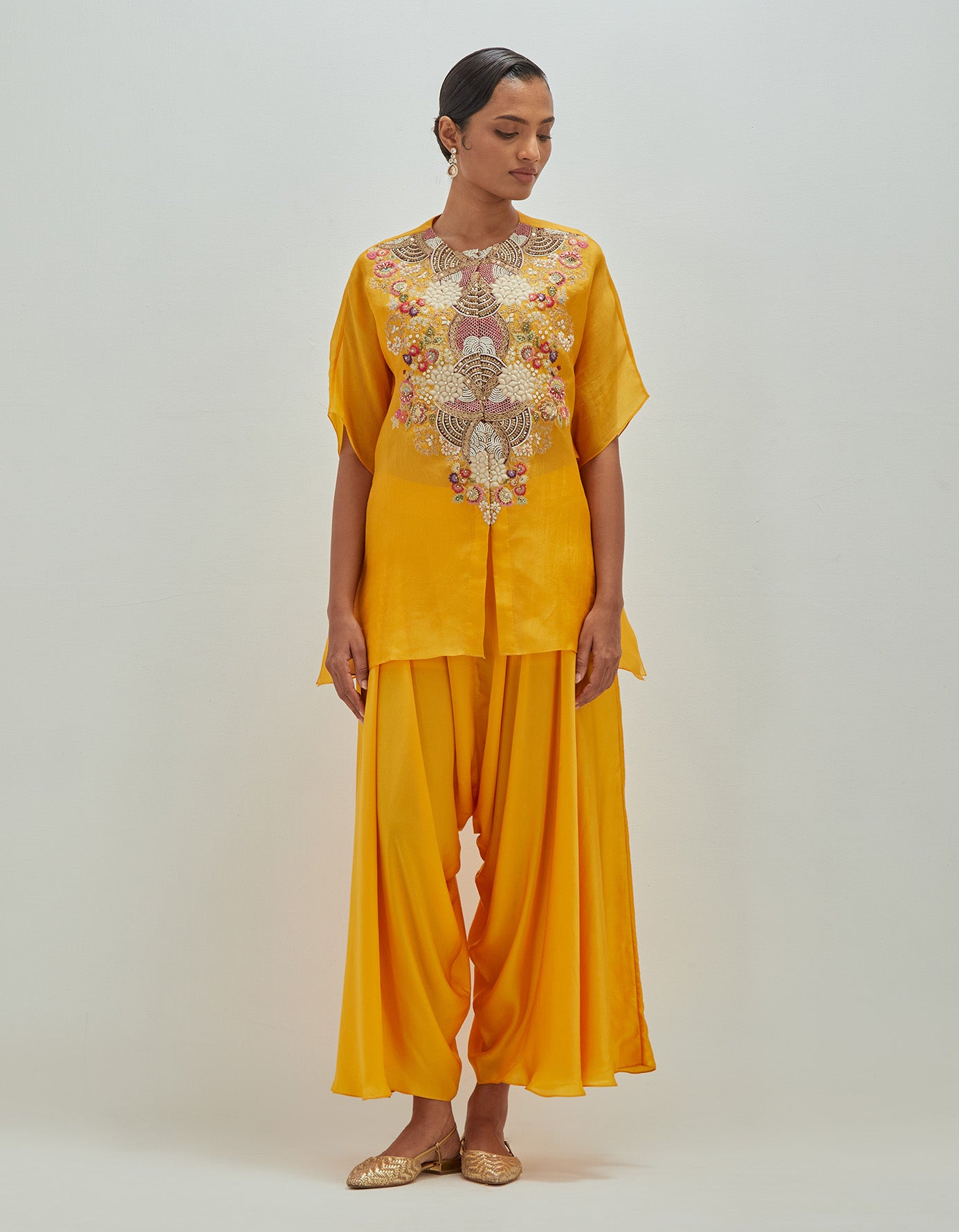 White Moti Shirt with Harrem Pants