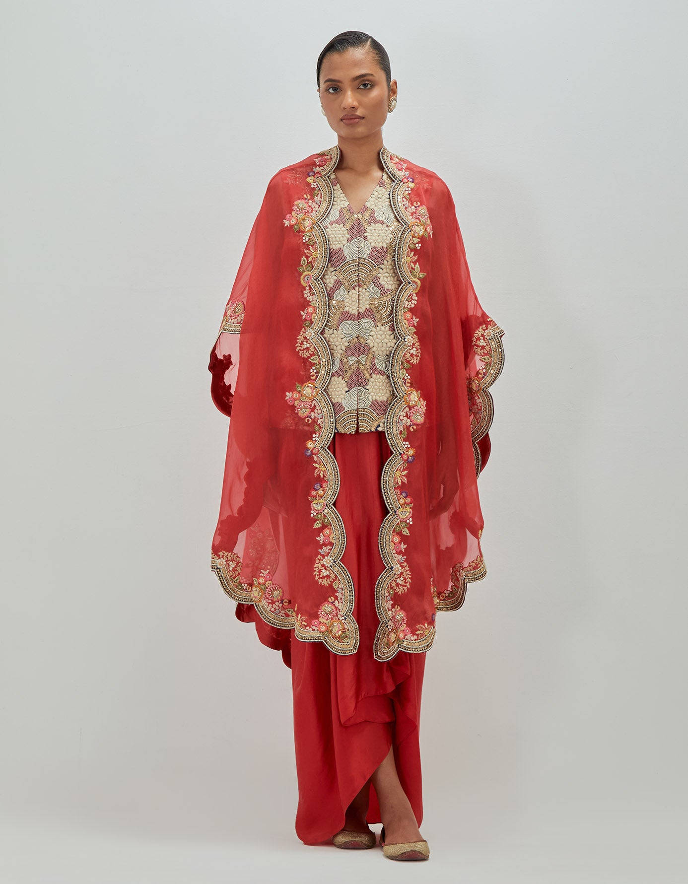 White Moti Short Jacket cape