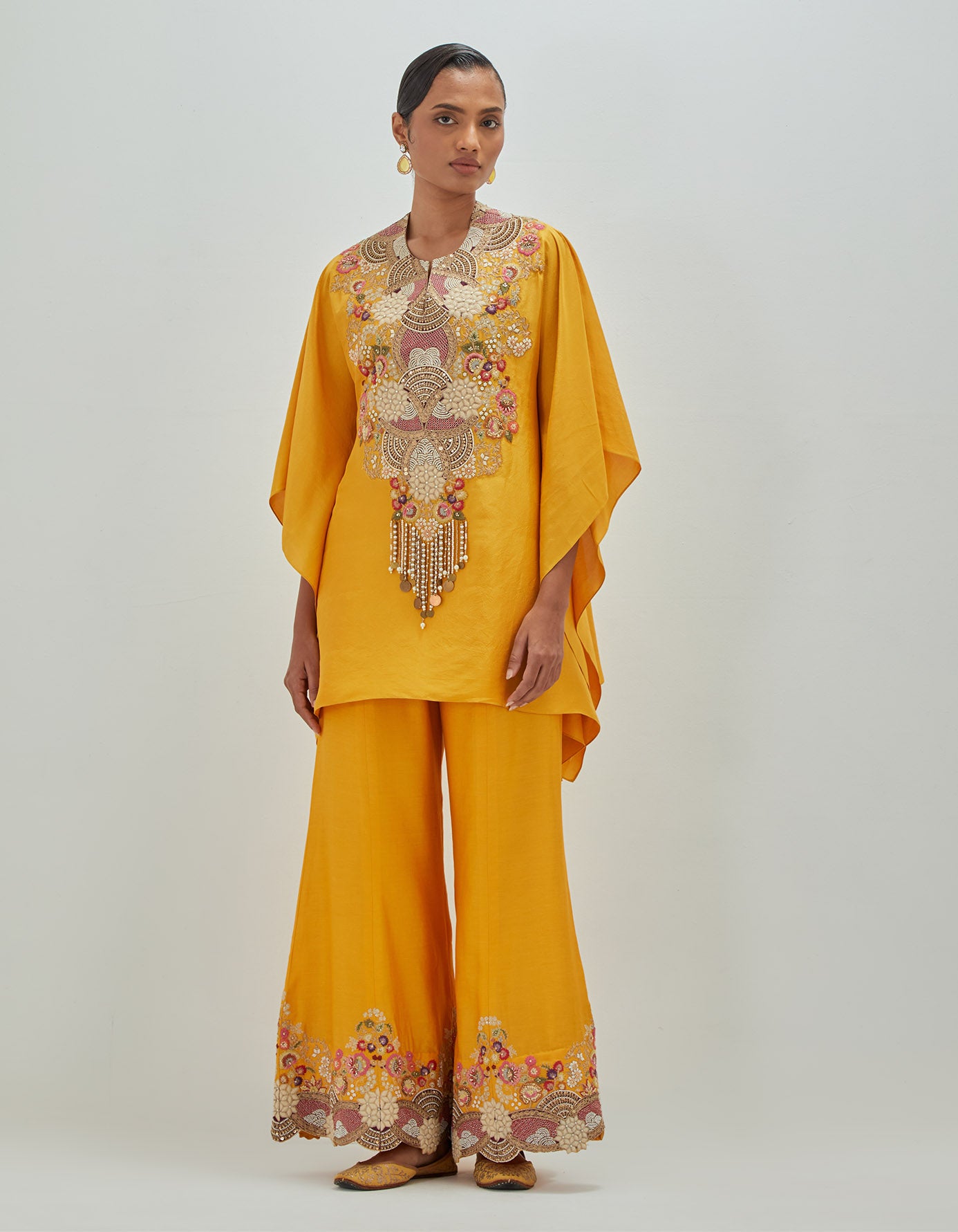 White Moti Kaftan with sharara