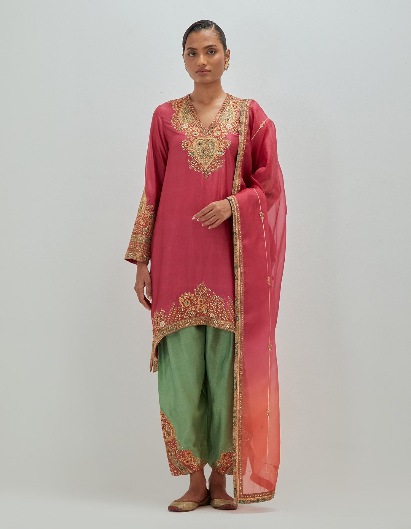 Asymmetrical Kurta With salwar and dupatta