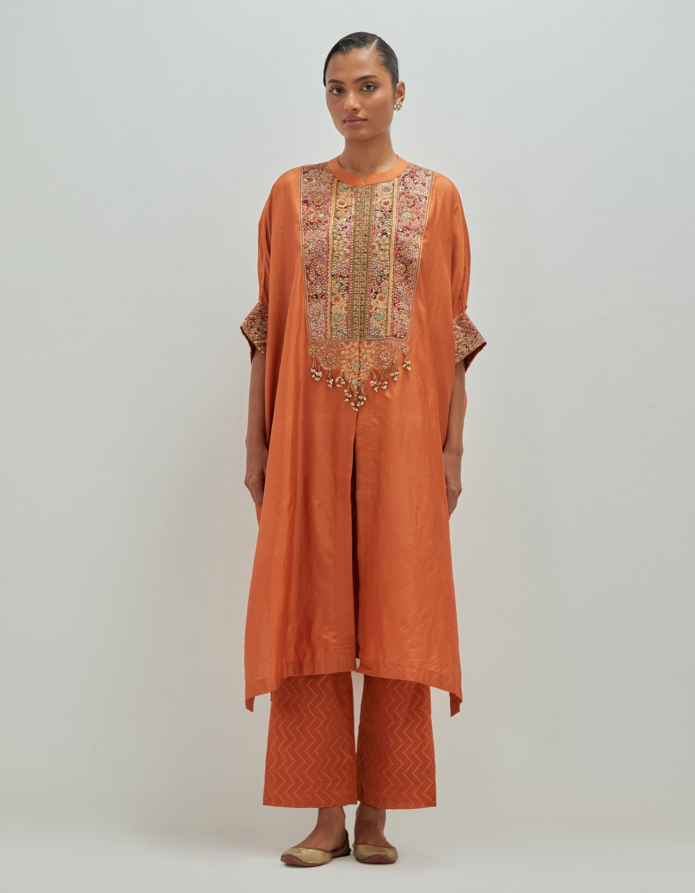 Kaftan Kurta With Brocade Pants