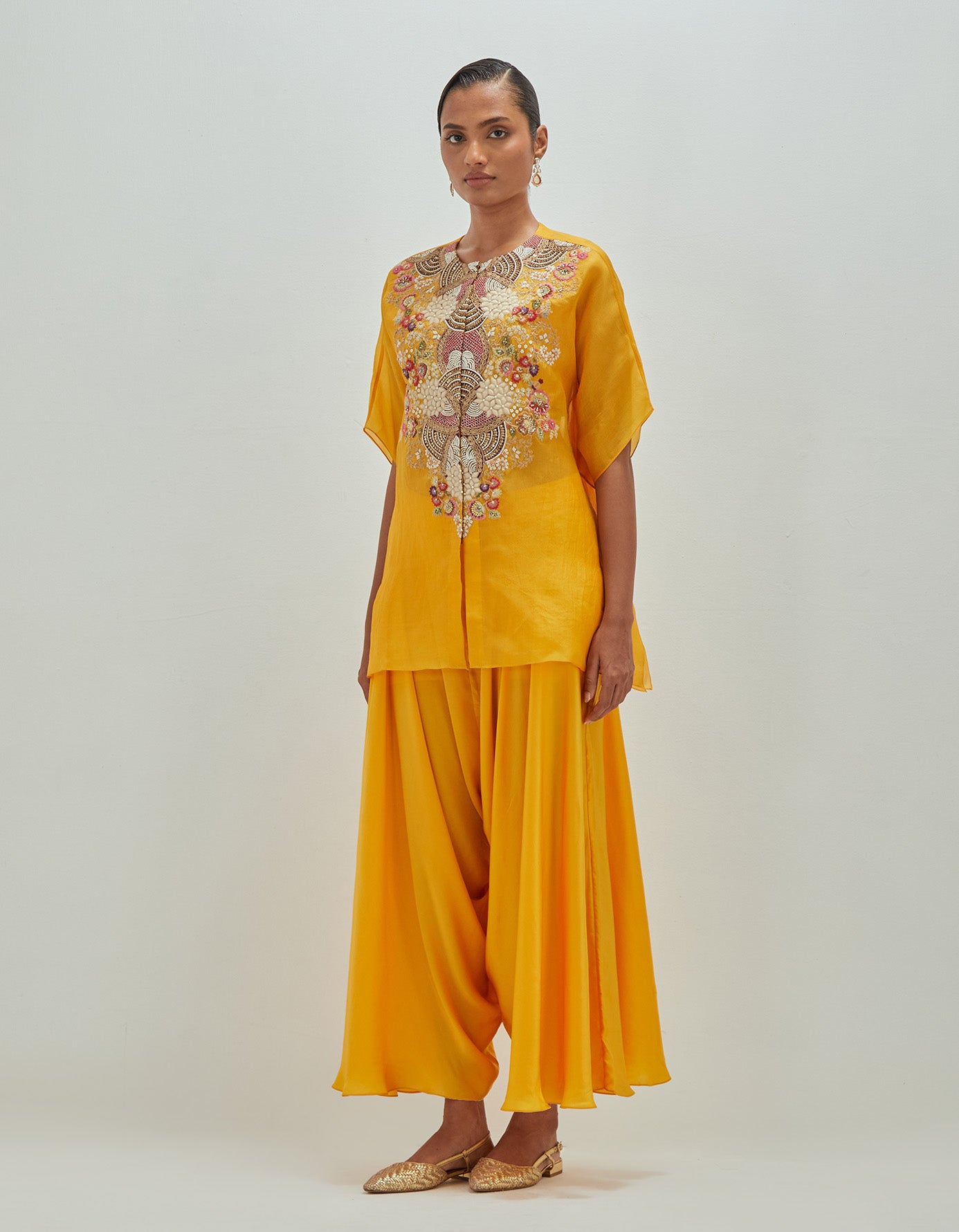 White Moti Shirt with Harrem Pants