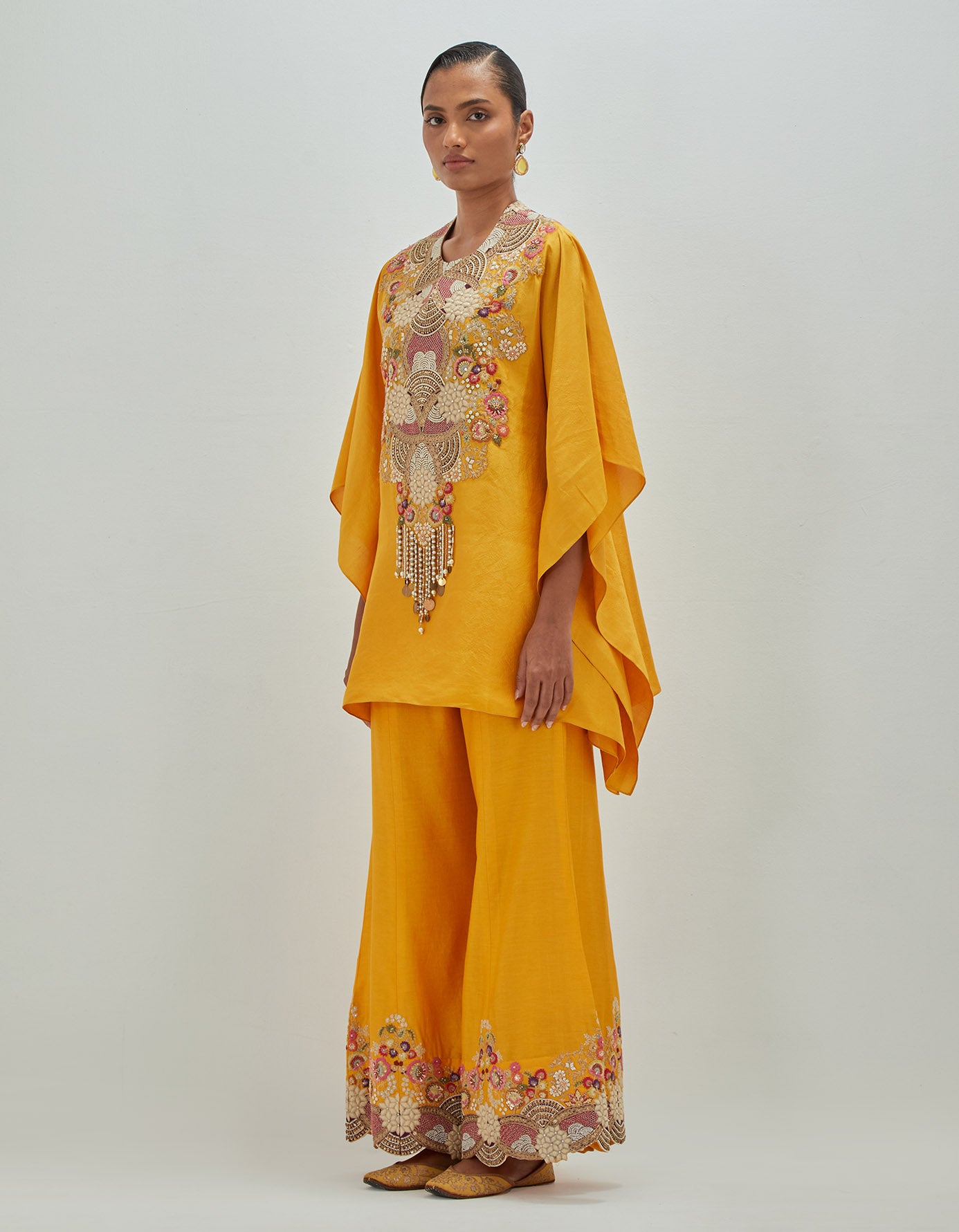 White Moti Kaftan with sharara