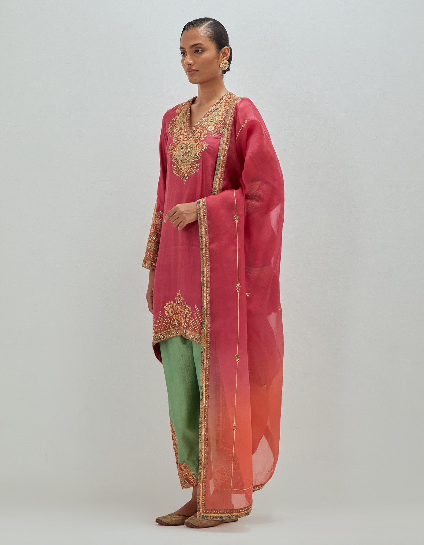 Asymmetrical Kurta With salwar and dupatta