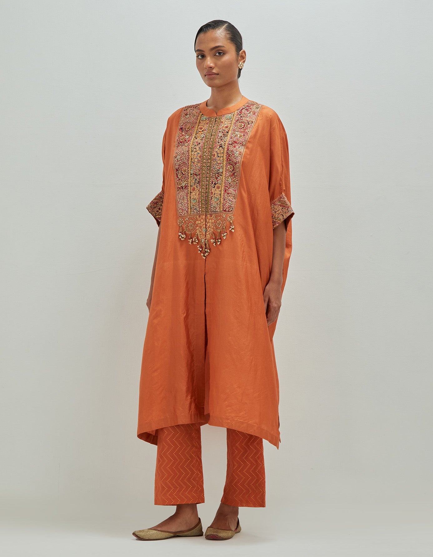 Kaftan Kurta With Brocade Pants