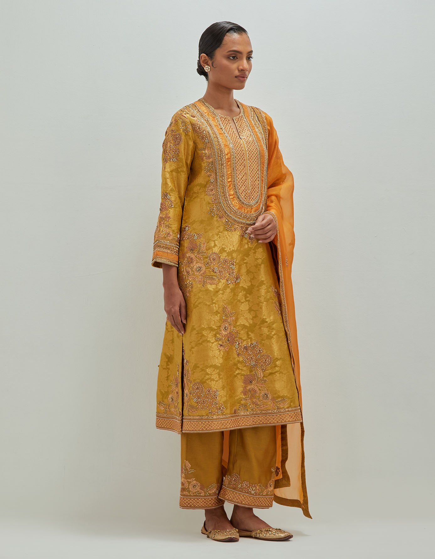 A- Line Brocade kurta set