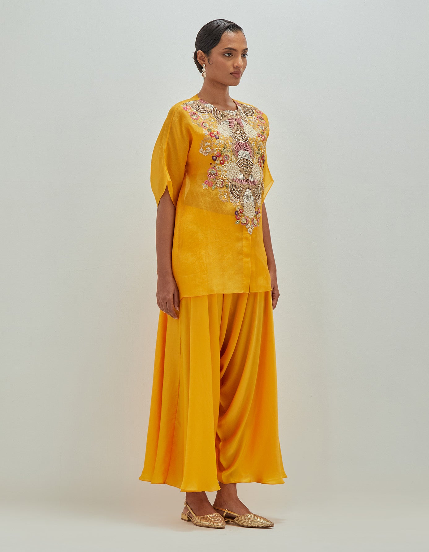 White Moti Shirt with Harrem Pants