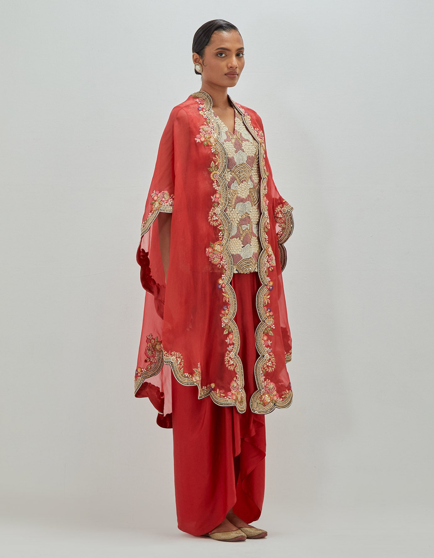 White Moti Short Jacket cape