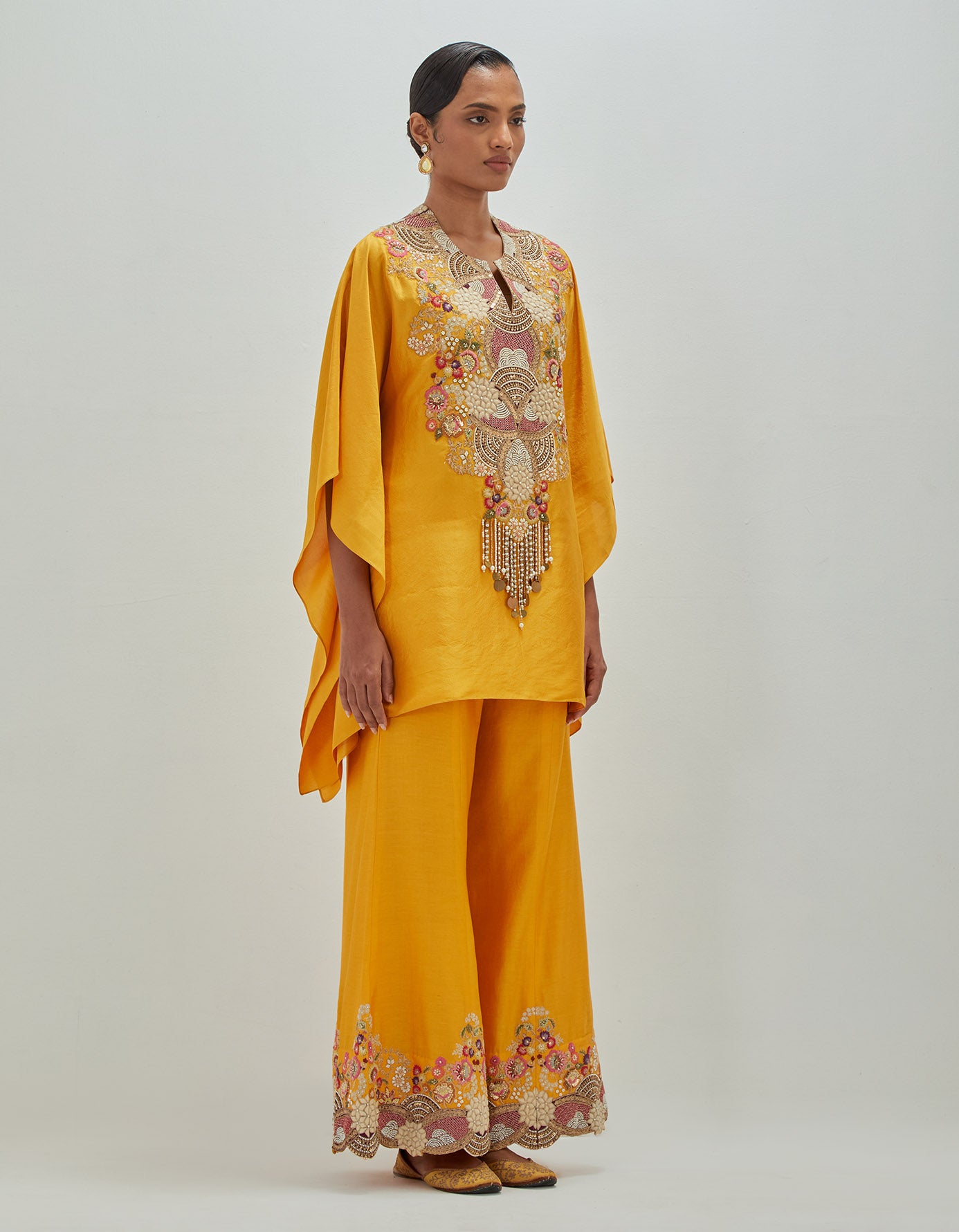 White Moti Kaftan with sharara