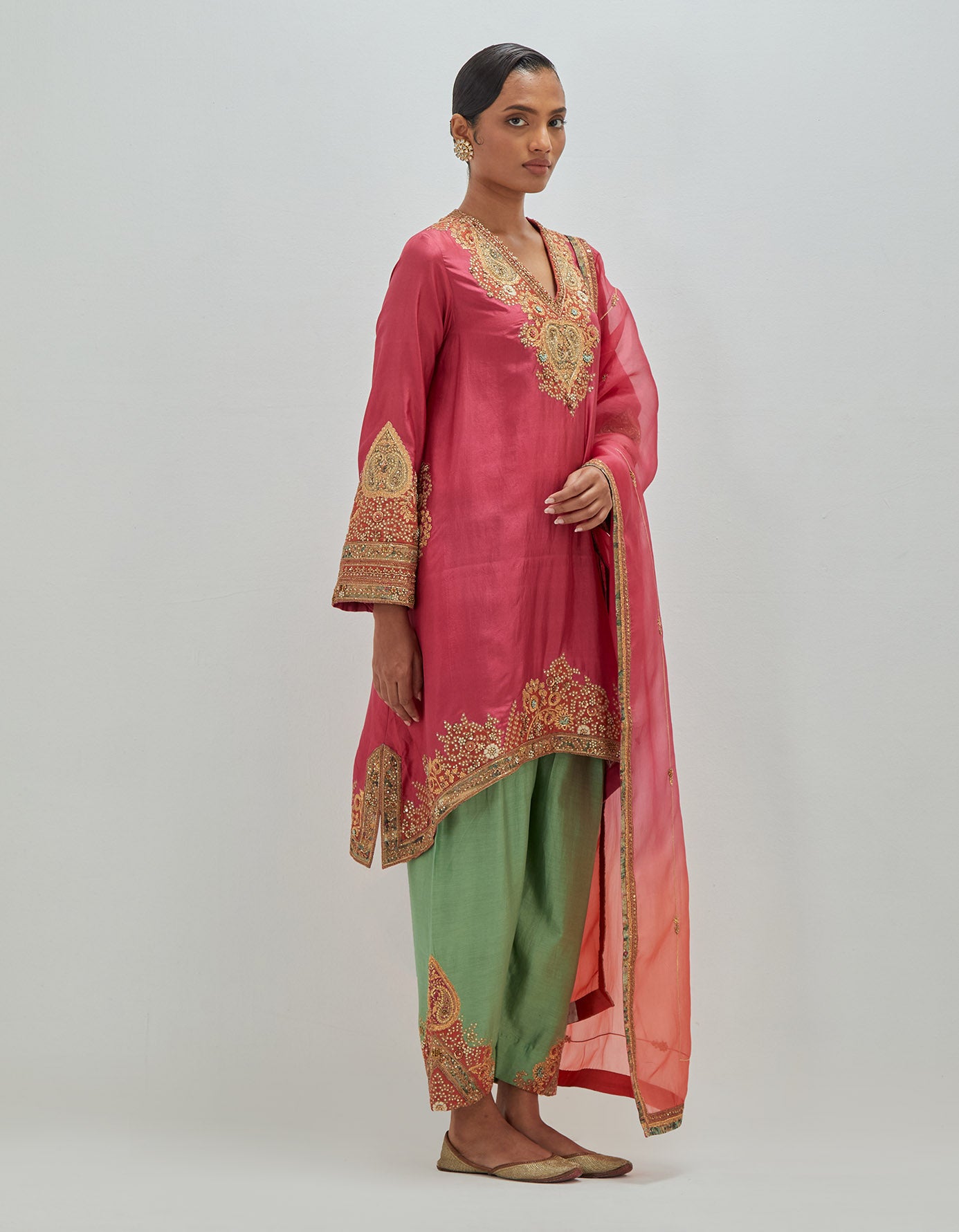 Asymmetrical Kurta With salwar and dupatta