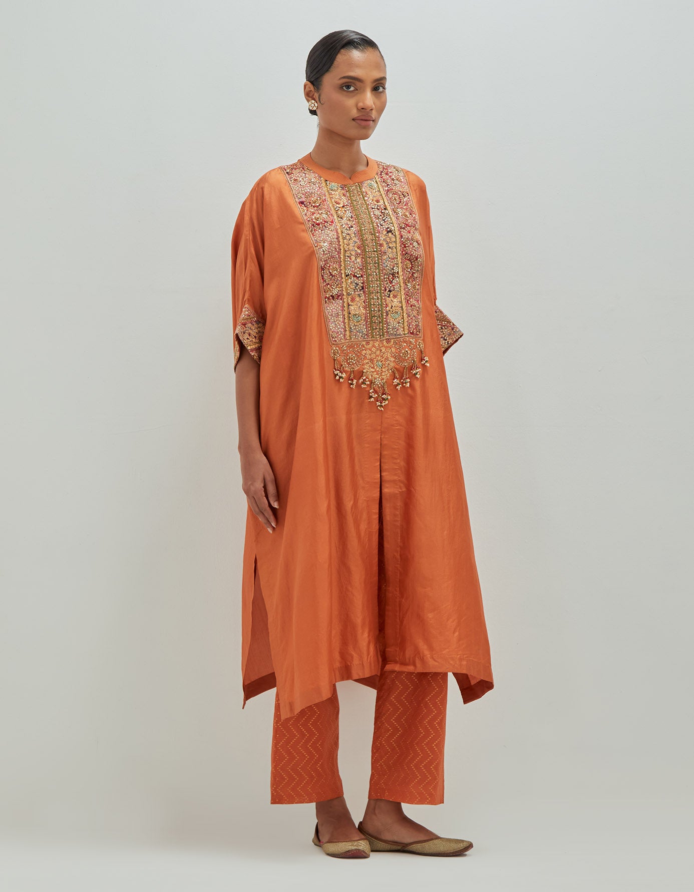 Kaftan Kurta With Brocade Pants