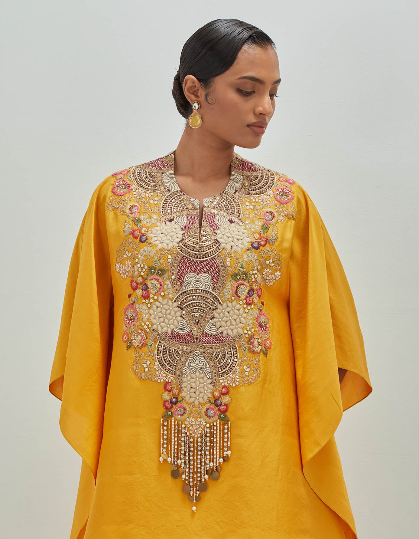 White Moti Kaftan with sharara