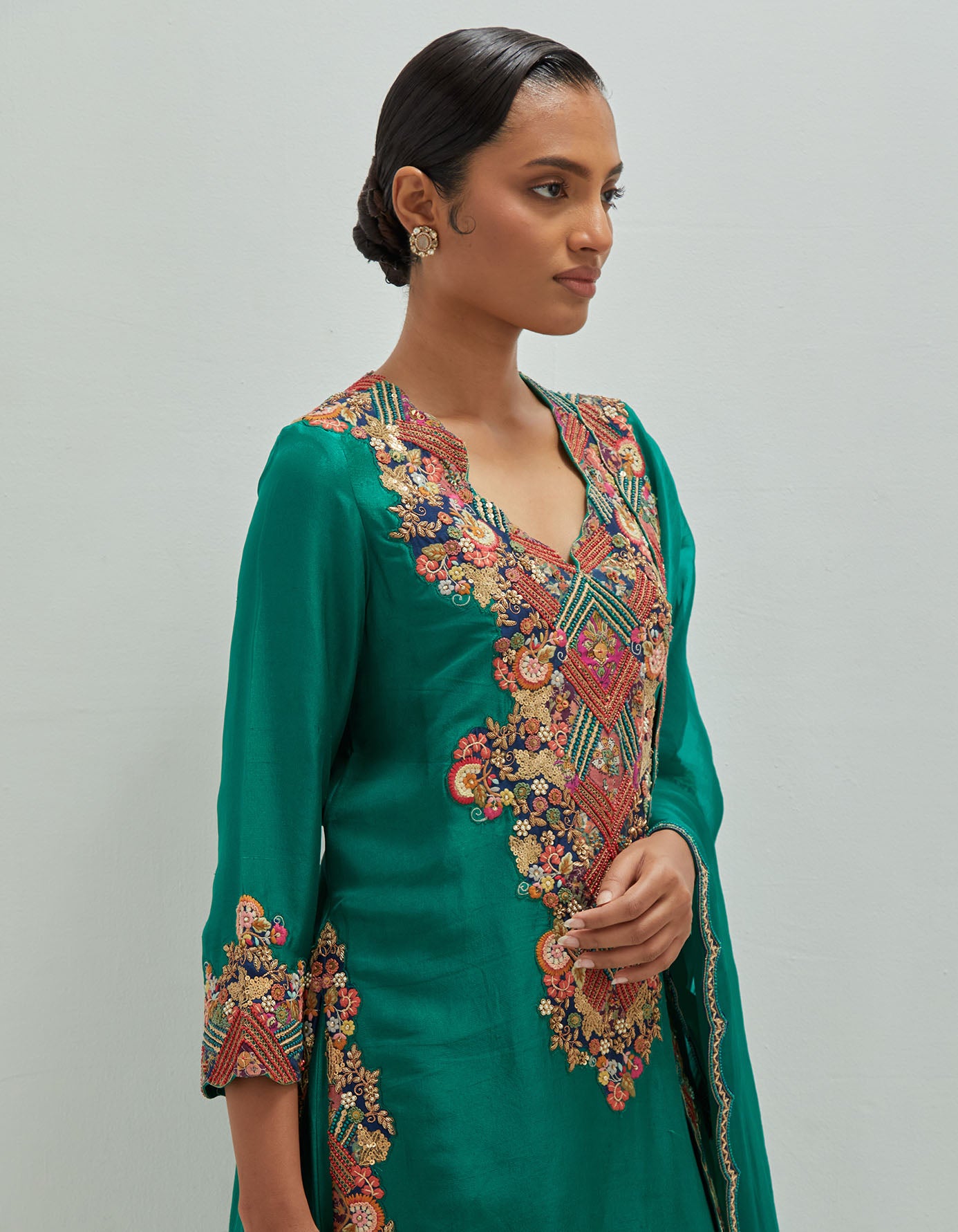 White Moti Kurta , Pants and Dupatta