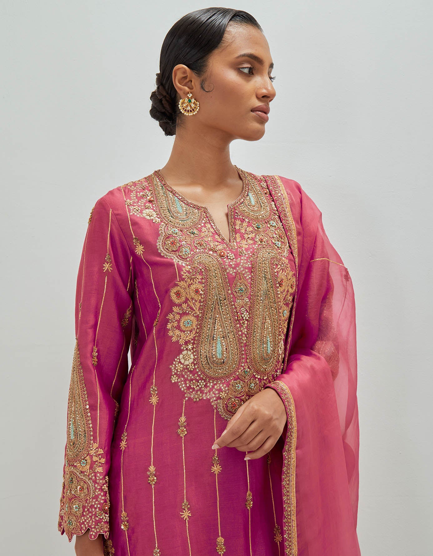 Short Kurti With Organza Sharara & Ombre Dupatta