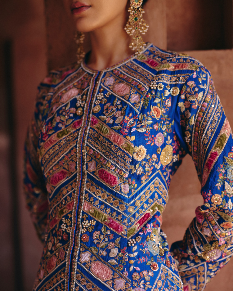 Velvet Patchwork Aari Jacket Set