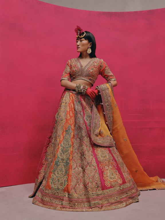 Multi embroidery 18 kali lehenga set