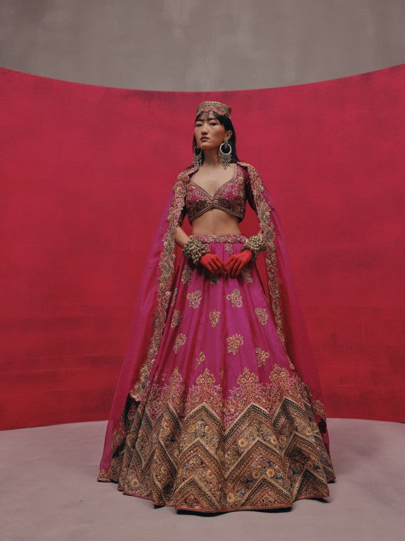 Organza chevron lehenga