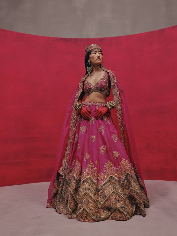Organza chevron lehenga