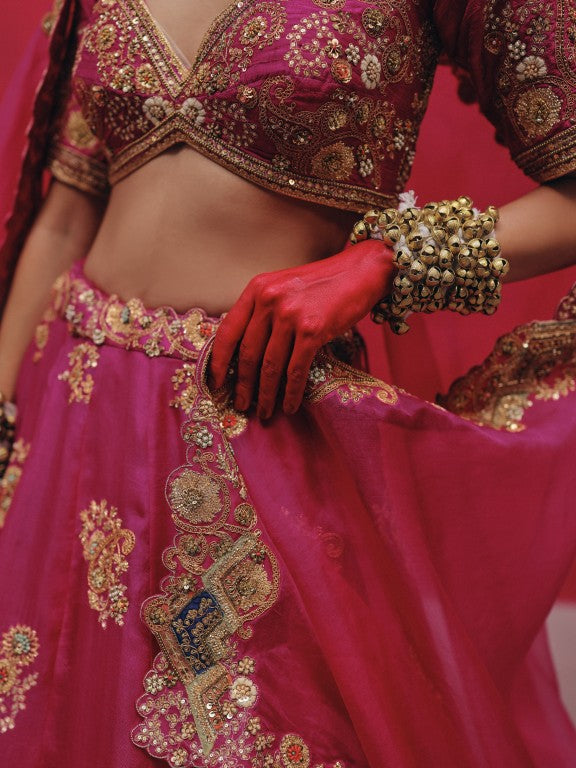 Organza chevron lehenga
