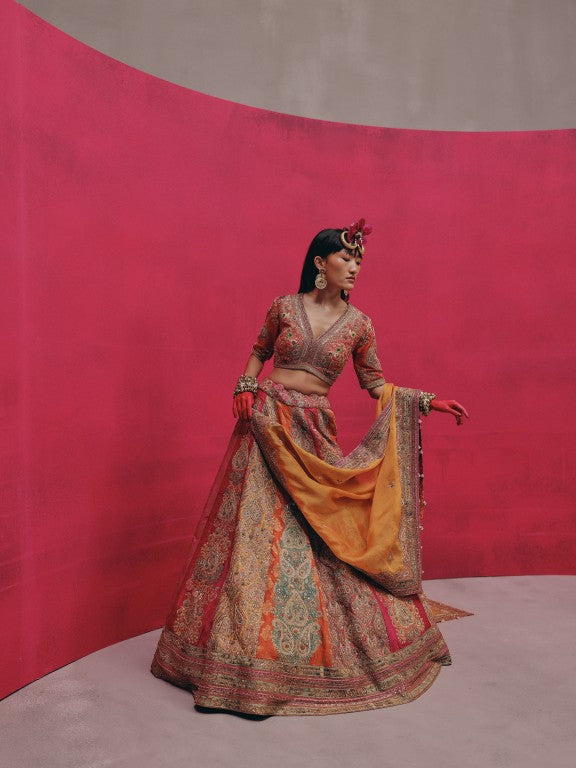 Multi embroidery 18 kali lehenga set