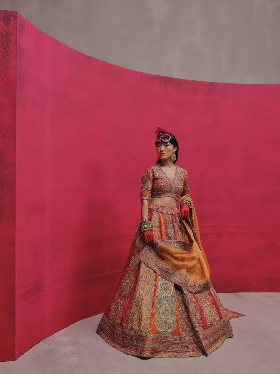 Multi embroidery 18 kali lehenga set