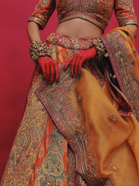 Multi embroidery 18 kali lehenga set