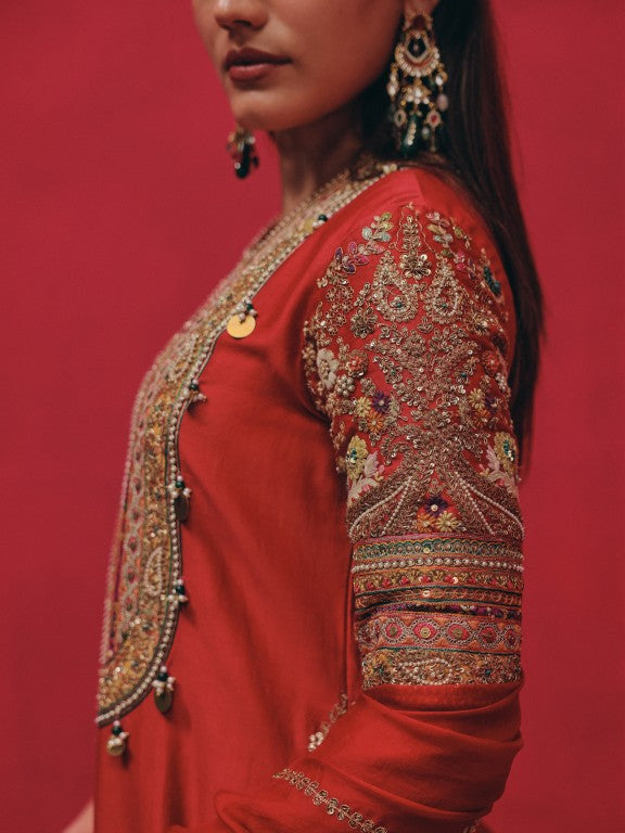 Kitch emb. Short kurta Sharara