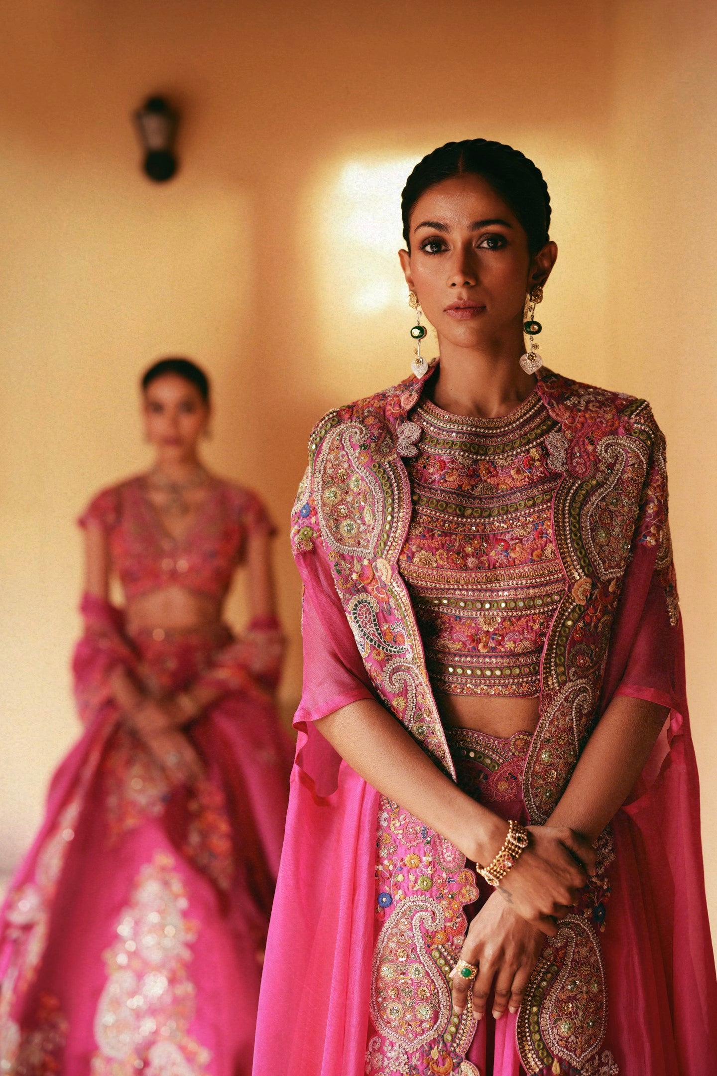 Heavy Cape With Blouse And Skirt