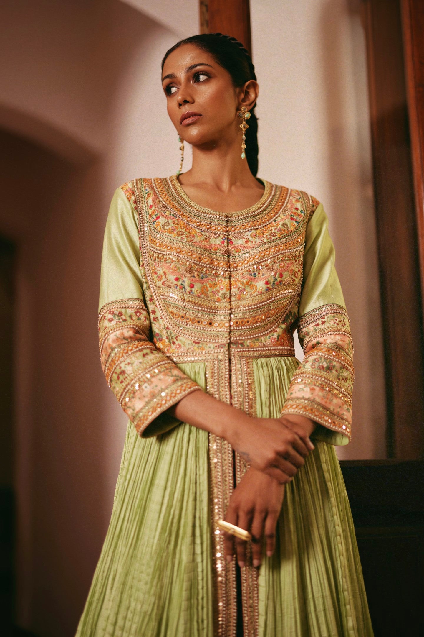 Crushed asymmetrical kalidar with pant