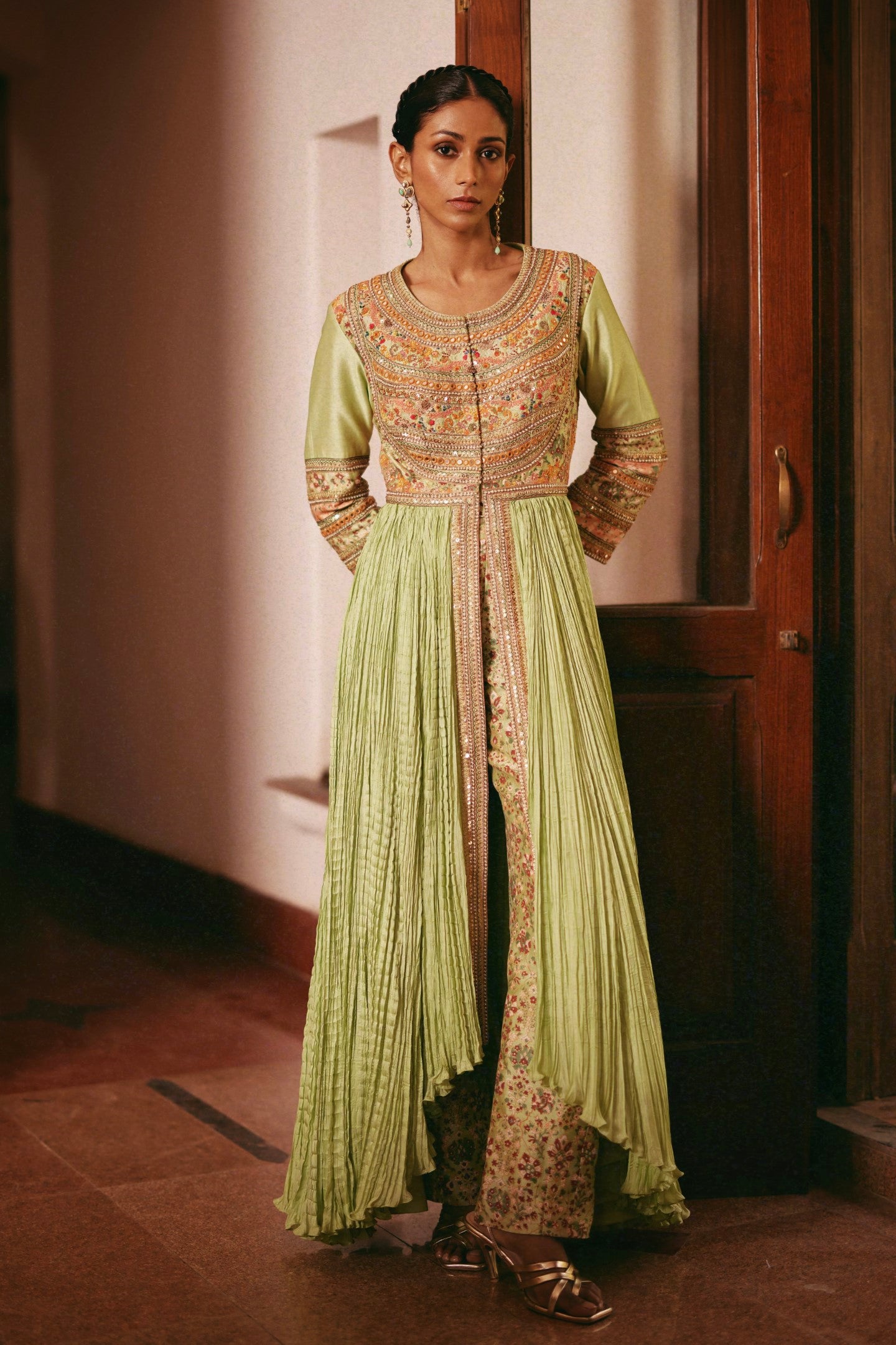 Crushed asymmetrical kalidar with pant