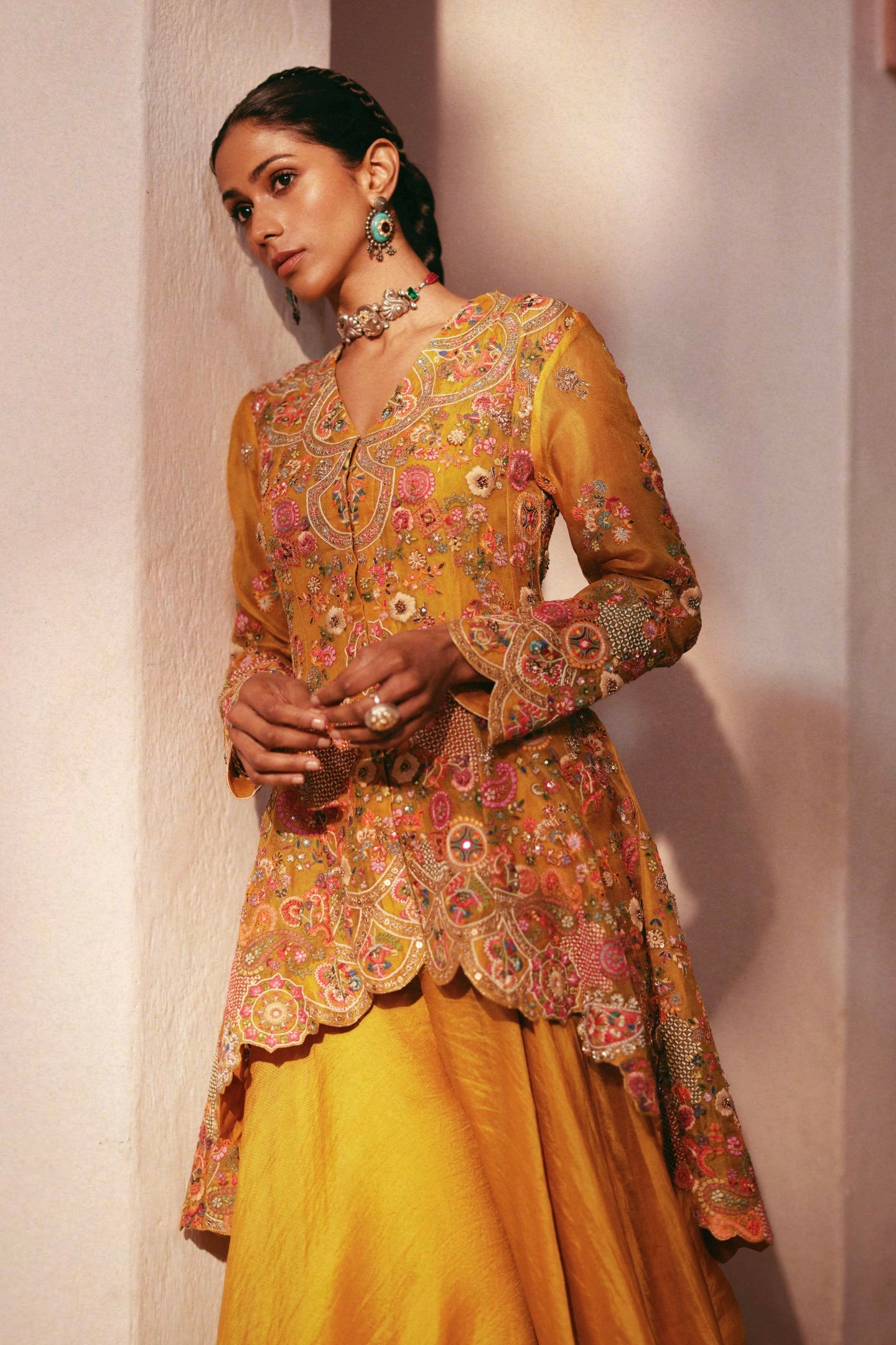 Asymmetric Paplum With Sharara