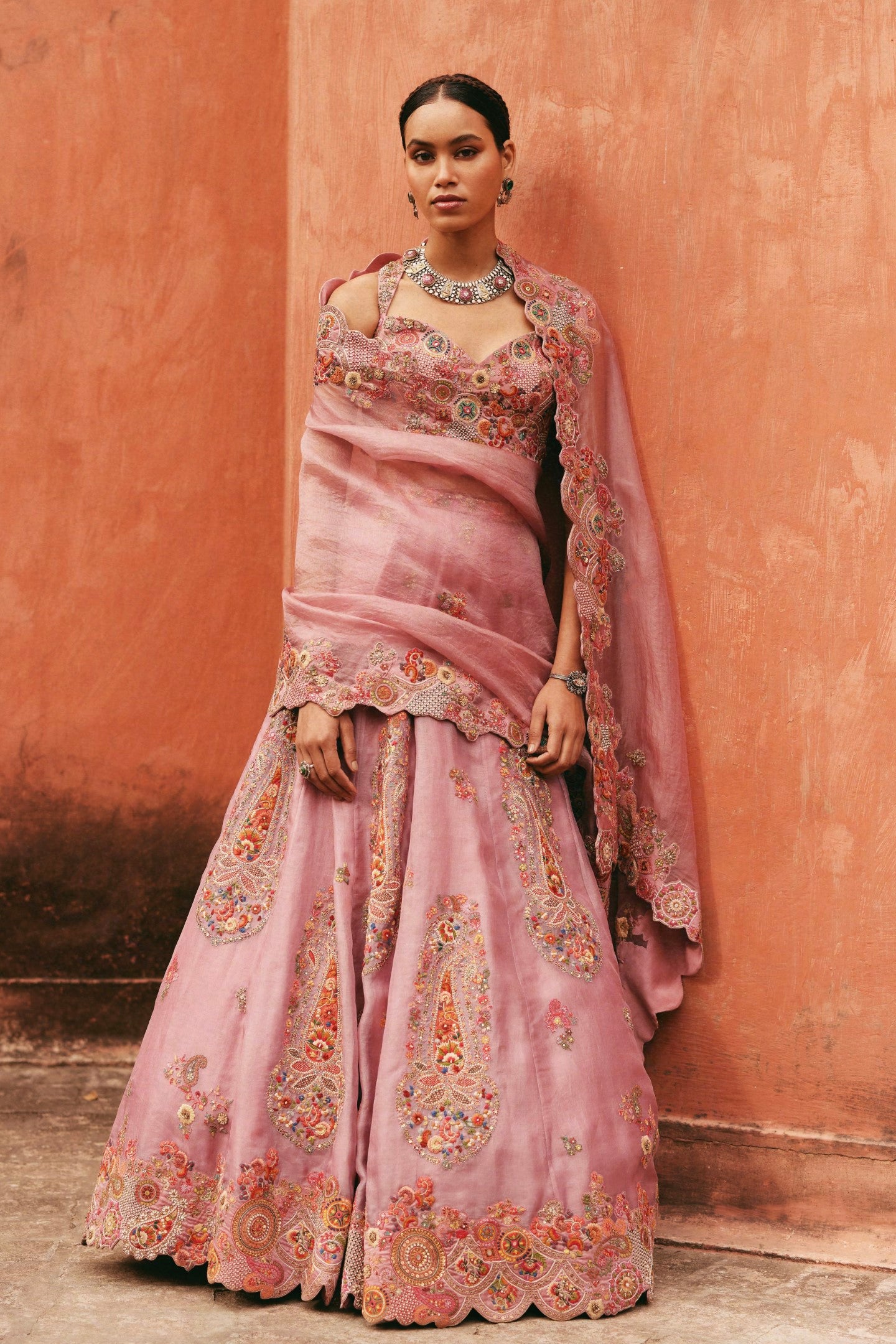 Organza Lehenga  with blouse and dupatta