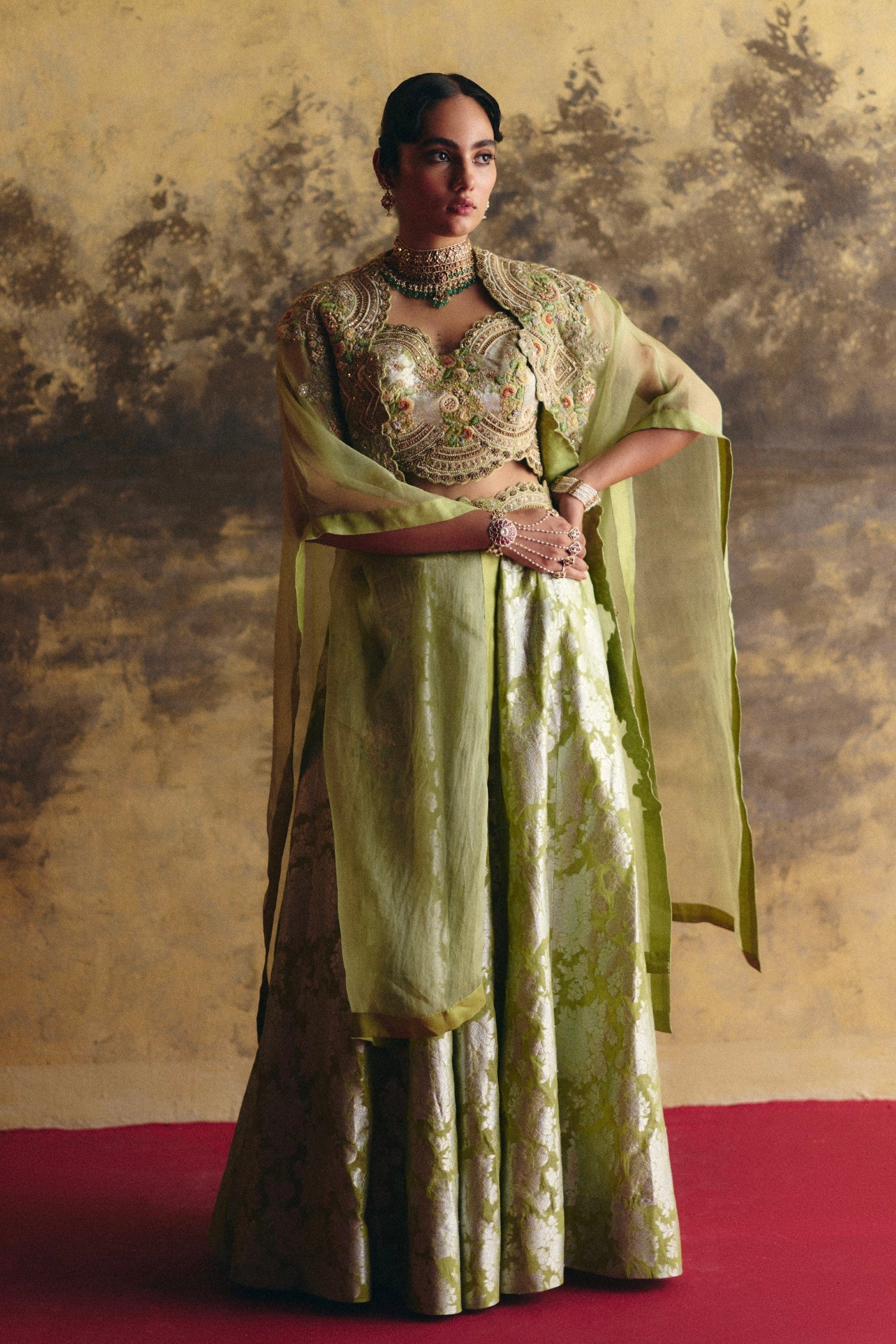 Bustier with cape and divider skirt