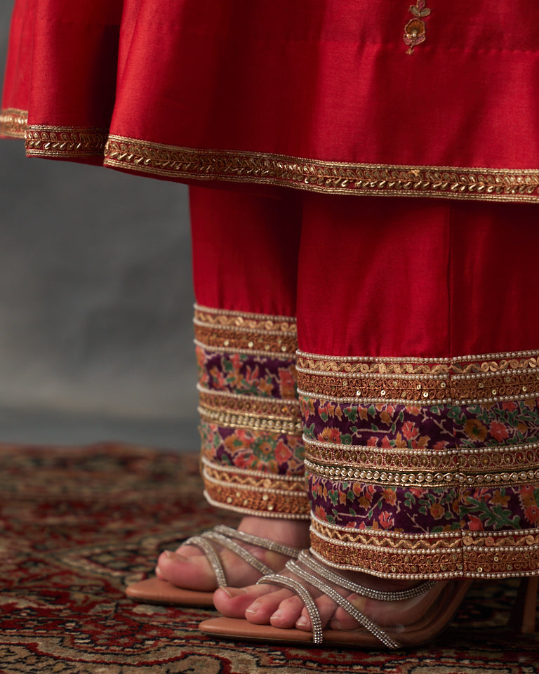 Gulrez Front Gathered Kalidar Set With Heavy Embroidered Bottom & Dupatta