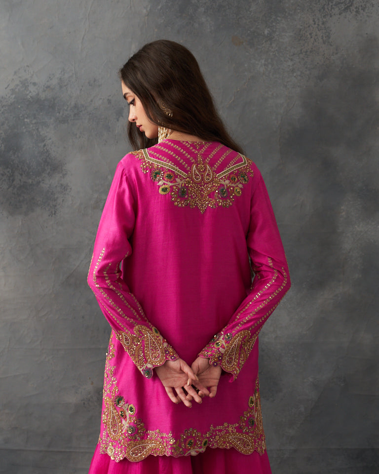 Gulrez Short Kurti With Sharara & Dupatta