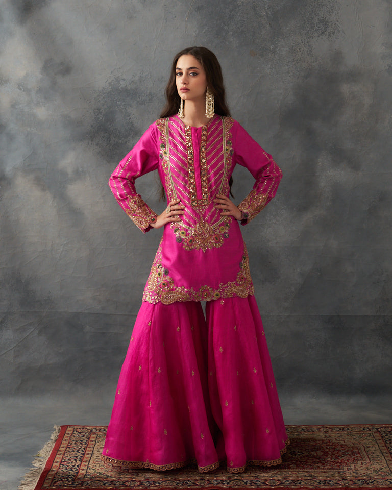 Gulrez Short Kurti With Sharara & Dupatta