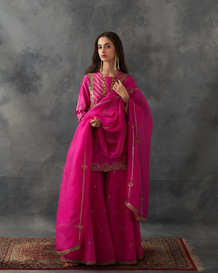 Gulrez Short Kurti With Sharara & Dupatta