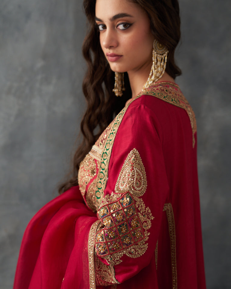 Gulrez Pakistani Kurta Set With Heavy Embroidered Bottom & Dupatta