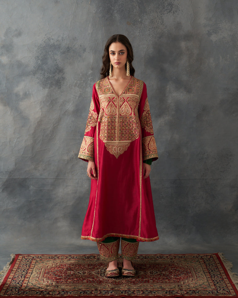 Gulrez Pakistani Kurta Set With Heavy Embroidered Bottom & Dupatta