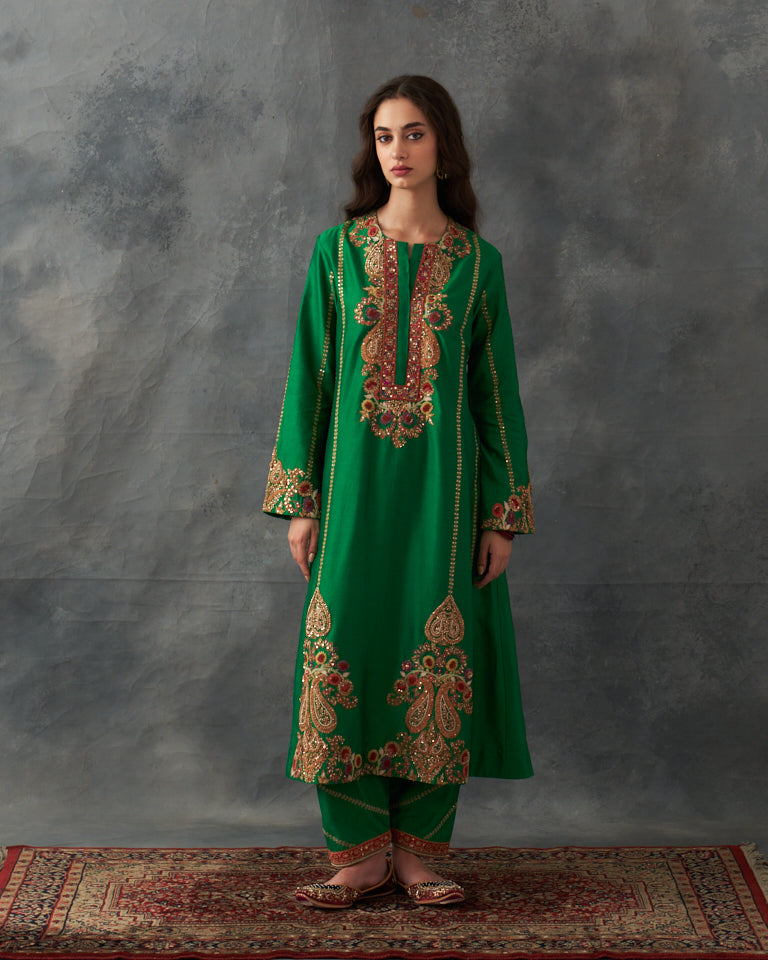 Gulrez A-Line Kurta Set With Pants & Dupatta