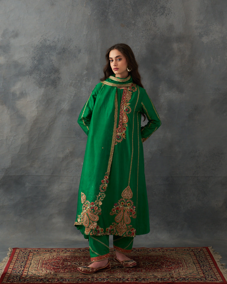 Gulrez A-Line Kurta Set With Pants & Dupatta