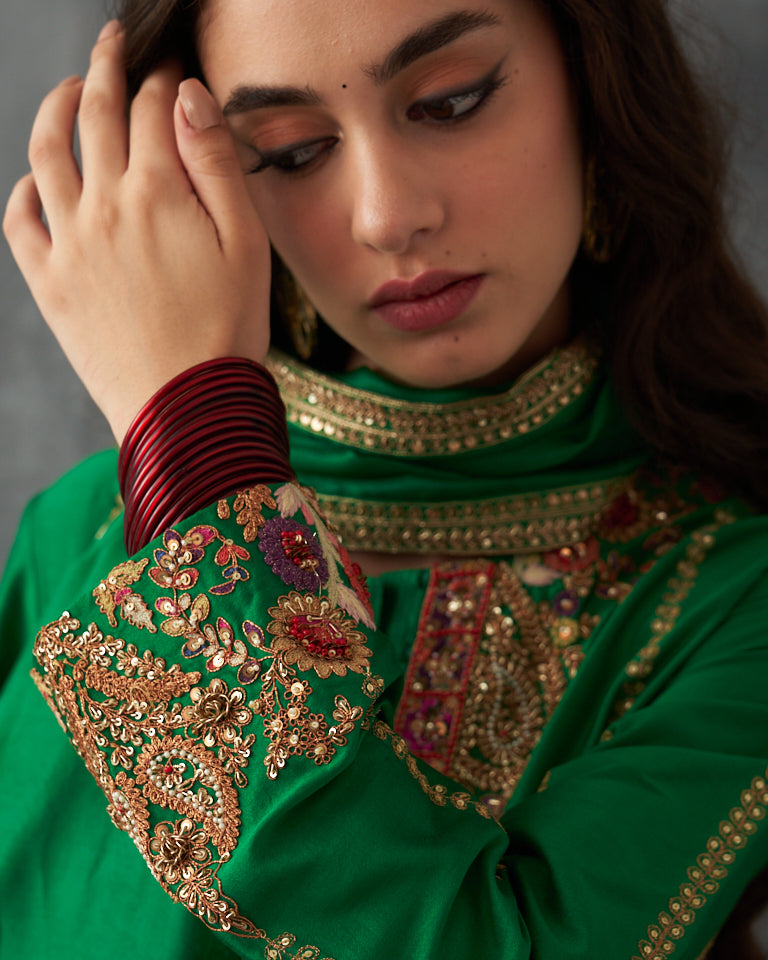 Gulrez A-Line Kurta Set With Pants & Dupatta